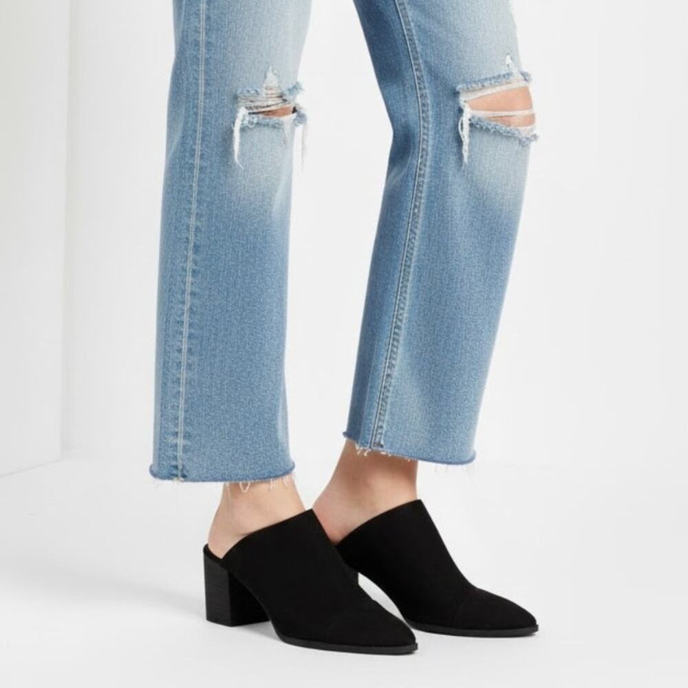 American Eagle Dani Black Suede Block Heel Mules Size 8